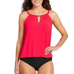 Women's High Neck Keyhole Tankini Top | Aqua Green | X Large